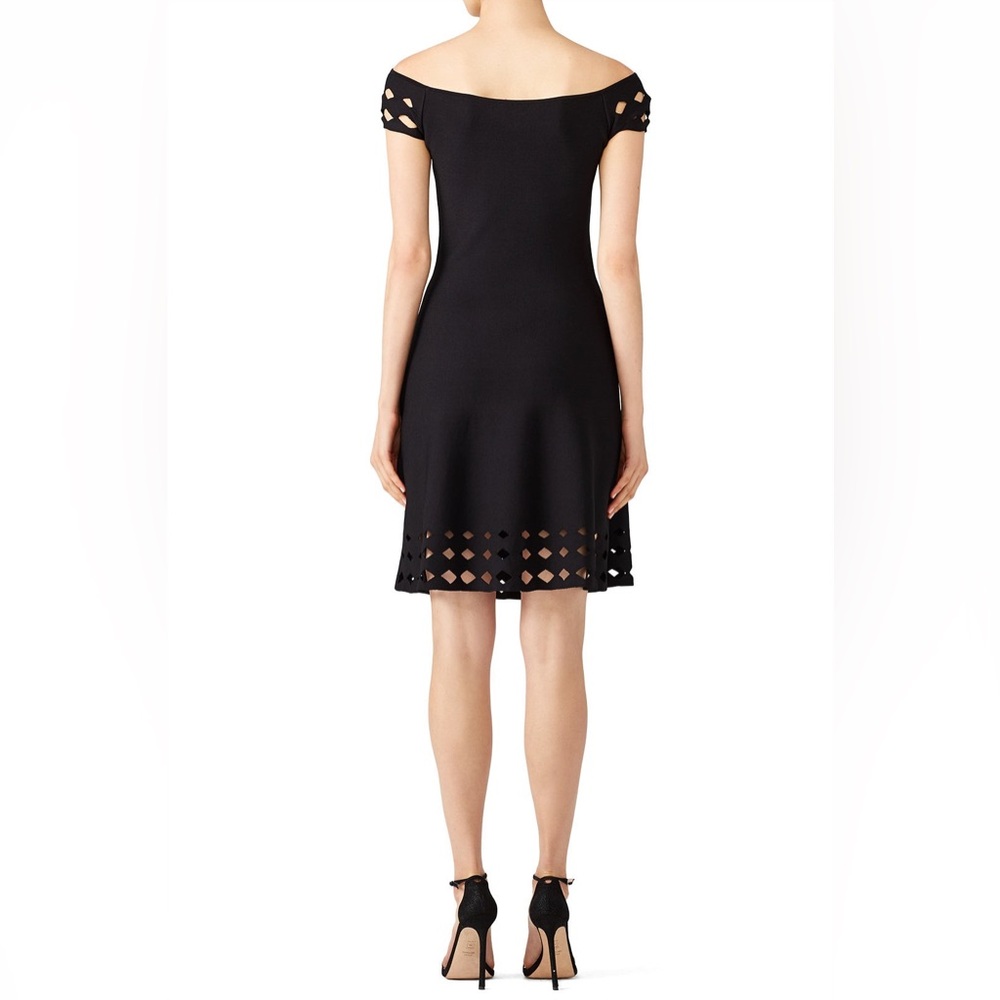Shoshanna Amsterdam Off the Shoulder Dress Knit Cutout Details Black Medium - Picture 3 of 11